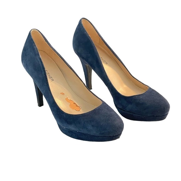 Marc Fisher Sydney Blue Suede Platform Heels - Size 7M - Picture 10 of 15